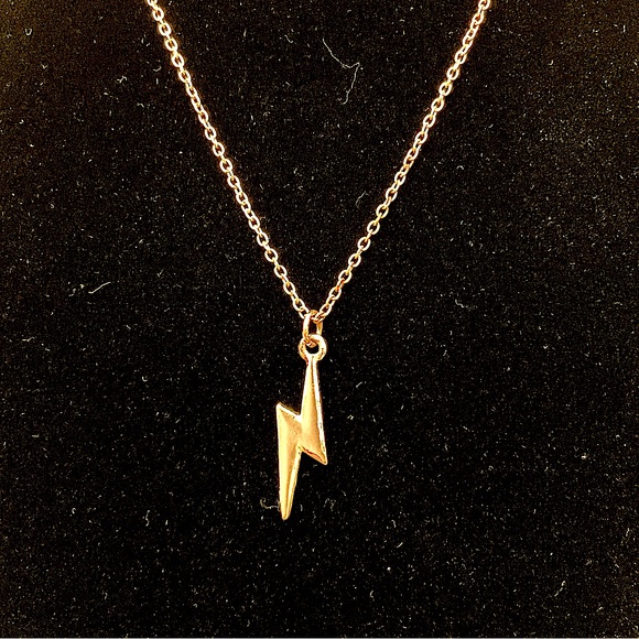 Goldtone Lightning⚡️Bolt Pendant Necklace - Picture 2 of 3